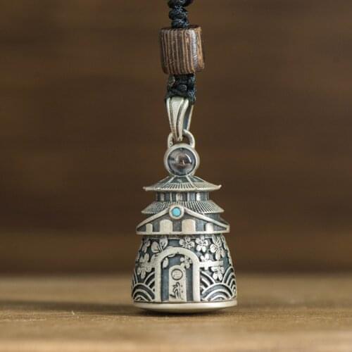 925 Sterling Silver Urn Pendants Cremation Jewelry Keepsake Pagoda Necklace for Men Women The Heart Sutra jewelry with Box