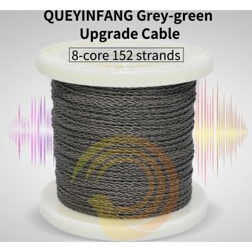 QUEYINFANG 8-Core Earphone Upgrade Cable Silvered OFC 8-core Grey-green Earphone Wire PVC Sheath 1.0mm per core