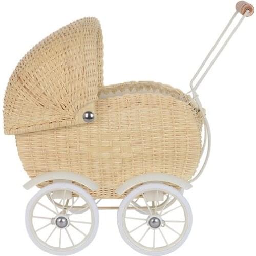 Handicraft INS Nordic style children room adornment toys hand made rattan cart