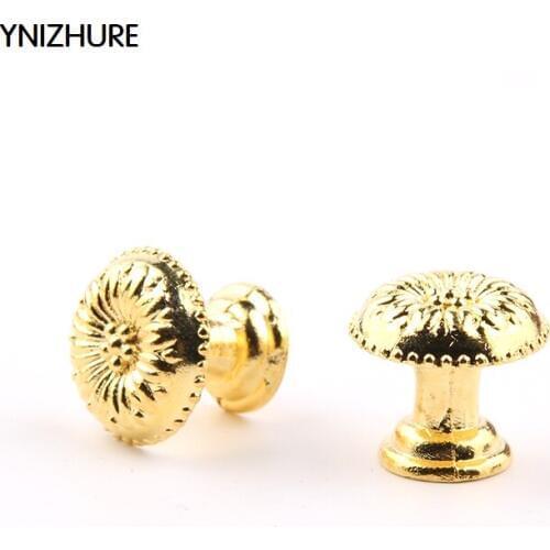 Ynizhure 30pcs 16*15mm Limited Bronze Gold Handle European Retro Classic Zinc Alloy Single Hole Round Cabinet Drawer Door