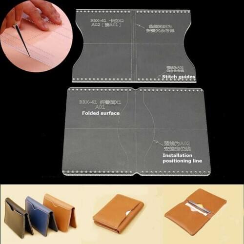 DIY Acrylic Clear Craft Pattern Template Set Tool For Leather Wallet Bag Craft