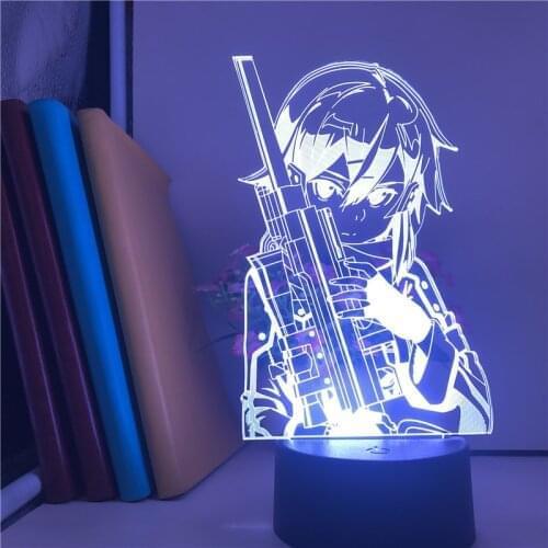 USB LED Night Light Asada Shino Figure 3D Lava Lamp Anime Fans Gaming Room Decor Kids Birthday Gift Sword Art Online Nightlight