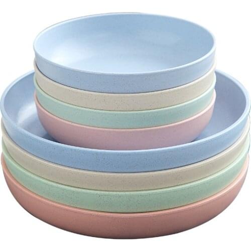 Wheat straw plate plastic cute platter dish Environmentally friendly and simple tableware Childrens adult plate nordic style