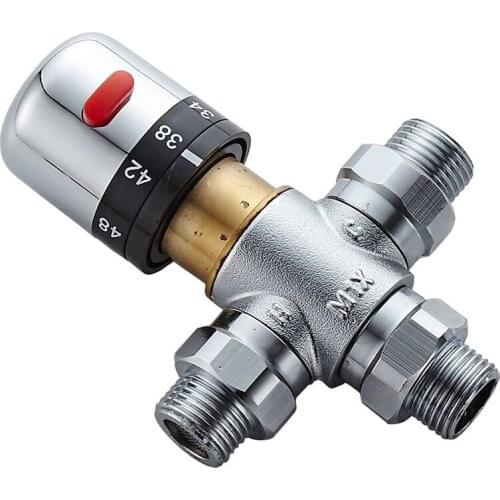 DN15 Thermostatic Water Mixing Valve, 3 Way 1/2 Inch Temperature Control Bathroom Faucet Shower Valve