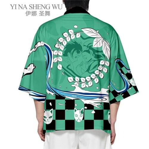New Traditional Japanese Casual Clothing Japanese Style Kimono Haori Men Cardigan Chemical Fiber Blended Fabric Anime Costumes