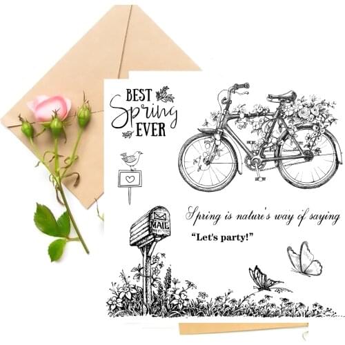 Bicycle / Butterfly Clear Stamps For DIY Scrapbooking Card Making Silicone Stamps Fun Decoration Supplies