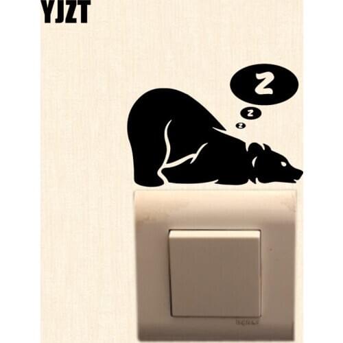 YJZT Sleeping Bear Living Room Decor Cartoon Creative Art Wall Decal Vinyl Switch Sticker Funny Pattern 17SS0338
