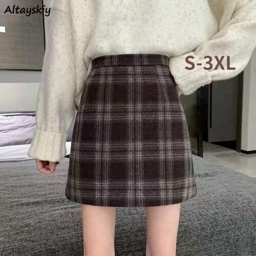 Skirts Women Plaid Retro Plus Size S-3XL Harajuku Preppy Mini Fashion Cozy Spring All-match Chic Ladies Ulzzang Classic Popular