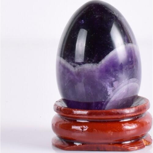 35*25mm Amethyst Egg & Wood Base Undrill Natural Crystal Stone Mineral Ball Home decoration accessory Kegel Massage Yoni Egg