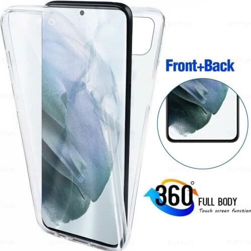 360 Clear Silicone Case For Samsung Galaxy S21 FE Full Cover For Samsung Galaxy A02 A02s A12 A52 4G A52 5G Double Silicone Case