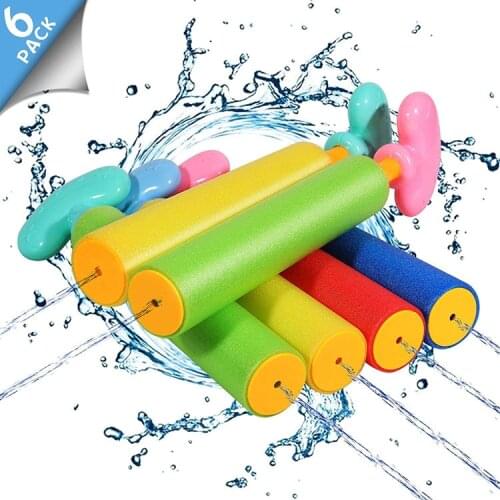 6PCS Water Blaster Foam Squirt Guns Toy Set Shooting Cannon Kit Fun Summer Beach Bathroom Toy For Boys Children Outdoor Toy