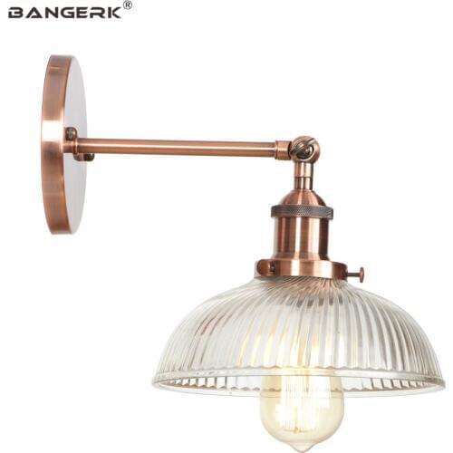 Antique Loft Wall Light LED Edison Sconce Vintage Wall Lamps Iron Glass Lampshade Adjust Bedside Wall Lamp Home Decor Lighting