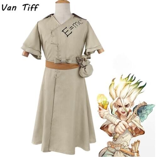 Anime Dr. Stone Senku Ishigami Cosplay Costume Adult Uniform Outfits Wig Shoort Sleeves Full Set Disfraz Halloween Party