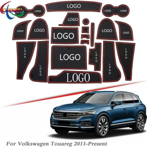 Brand LOGO Car Styling For Volkswagen Tourareg 2011-2020 Gate slot pad Interior Door Groove Mat Non-slip dust Auto Accessory