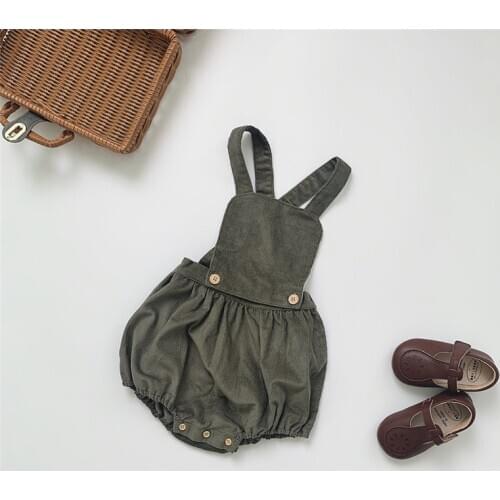 Army green/ink baby boys bodysuit autumn winter cordury infant girls romper cotton suspender jumpsuit for children overalls