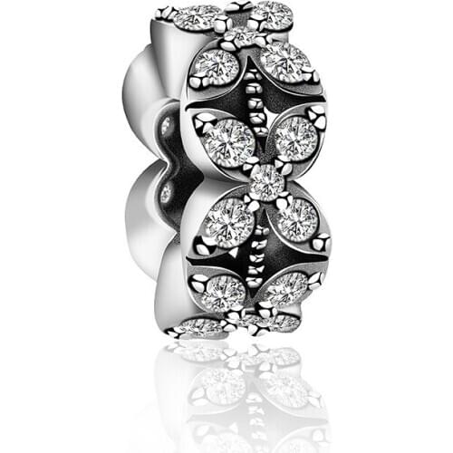 2019 NEW 100% 925 Sterling Silver Four Leaf Grass Spacer Beads Charm Suitable DIY Bracelet Gift Women Original Jewelry Wedding