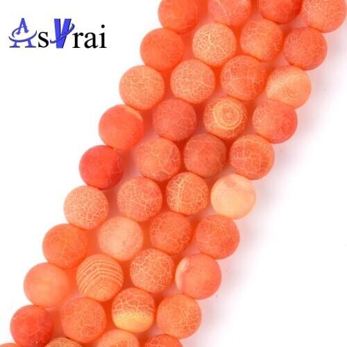Natural Frosted Orange Agates Onyx Stone Beads For Jewelry Making 4 6 8 10 12mm Round Loose Spacer Beads DIY Bracelet Necklace