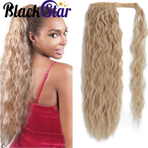 Afro Long Curly Wavy Ponytail Synthetic Hair Extension For Women Natural Hairpiece Wrap on Clip