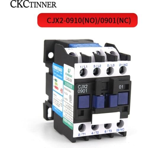 CJX2-0901/0910 50/60HZ 9A AC contactor Din Rail Mounted 3P+1NO Normal Open Contactor 24V-380V