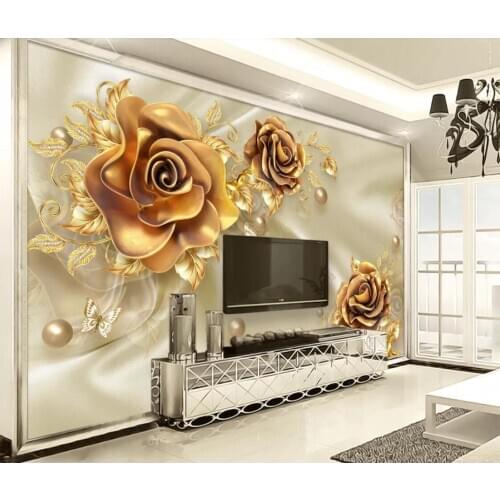 Flower Wallpaper Murals 3D Mural Photo Wall Papers Wall Art Decor Silk cloth Floral Contact Paper Home Improvement Wall Cover