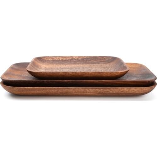 Master Star Acacia Wooden Tray Dinner Plate Food Dessert Tea Plate Square Tableware Kitchen Utensil
