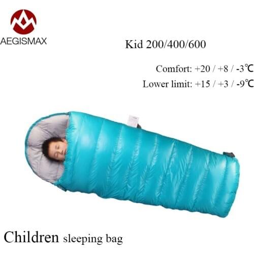 Kid children sleeping bag of Aegismax 200 / 400/ 600 grams white goose down outdoor camping sleeping bag