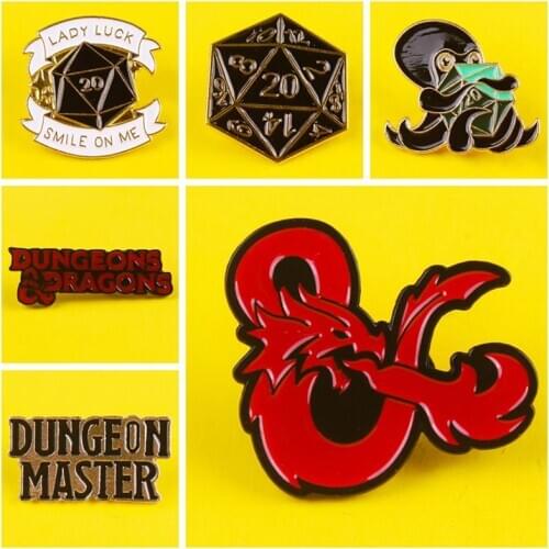 Pulaqi Punk Skeleton Icons Enamel Pin Dragon Dice Octopus Skull Badge On Clothes Brooch Backpack Clothes Lapel Men Fashion Pins