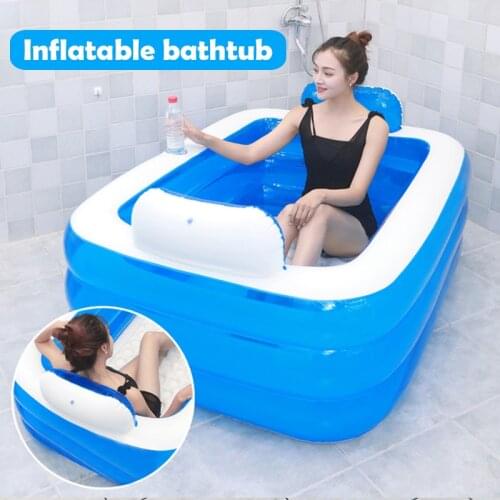 Hot Tub Couple Bath Barrel Thick 3 Layer Double Bathtub Inflatable Foldable Tub Thickened Large Size Tub For Adult Home PR Sale