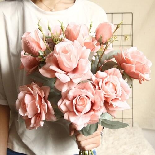 3 Head INS Bouquet Silk Flowers Artificial Rose Flowers for Home Party Wedding Decorating