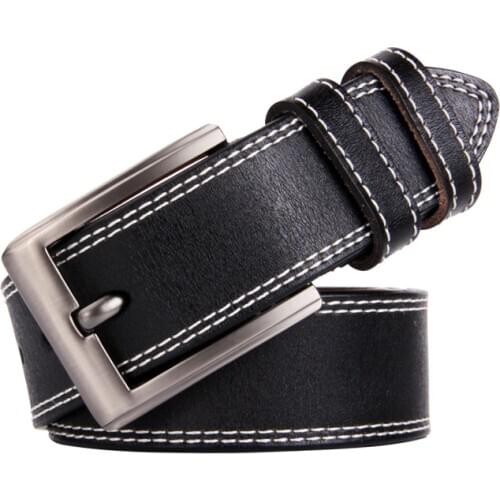 Cow leather mens premium belt mens belt new fashion classic retro pin buckle belt mens belt men