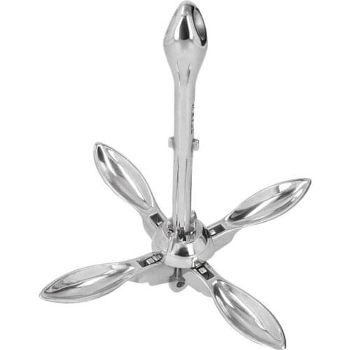 Boat Folding Anchor metal anchor 3.3lbs Foldable Grapnel Anchor 316 Stainless Steel Hardware for Marine Boat Yacht Dinghy