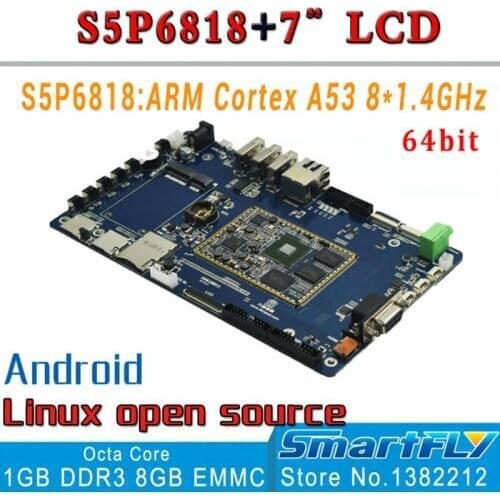 X6818 Development Board S5P6818 ARM Cortex-A53 Octa Core 1G DDR3 8G EMMC+ 7 Inch Capacitive LCD smartfly android linux qt ubuntu