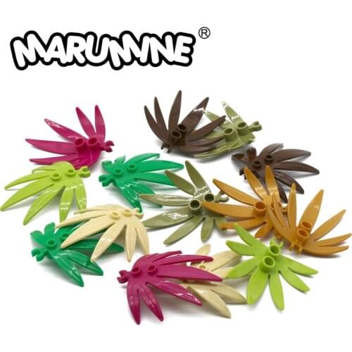 Marumine MOC Blocks Finger Leaf Flower Tree Parts Compatible with 30239 City Building Classic Construction Bricks Accessories