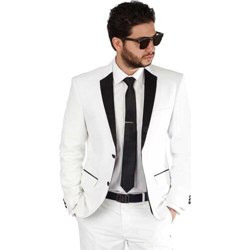 Mens stitching color slim suit classic groom wedding suit 2-piece suit formal prom dinner blazer dress tuxedo slim jacket pants