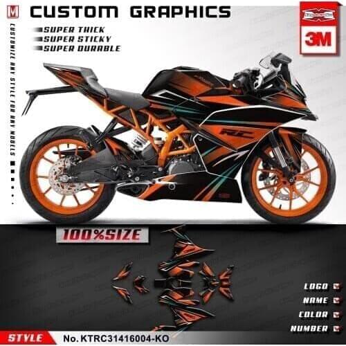 KUNGFU GRAPHICS Custom Decals Stickers Kit for RC 125 200 RC125 RC200 2014 2015 2016 Orange Black