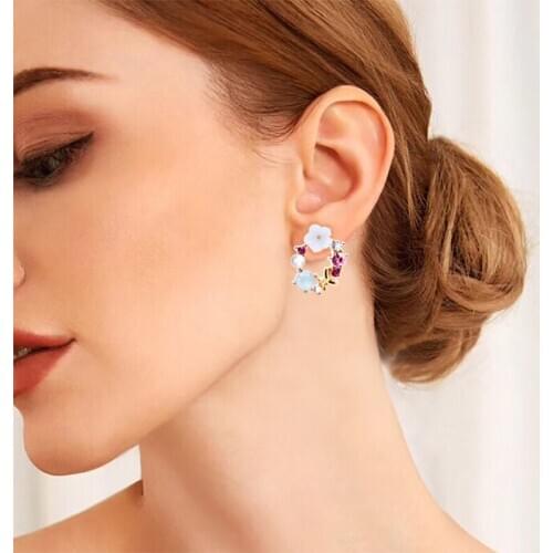 WANGAIYAO new creative earrings sweet flower earrings jewelry girl heart artificial pearl bow garland earrings