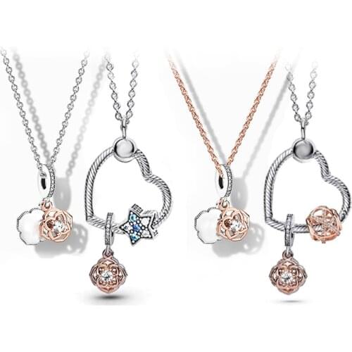 Pans new Charm Womens Necklace Set For Love, Rose Flower, Heart Of The Sea,Gift For Girlfriend And Girlfriend Love Set Necklace