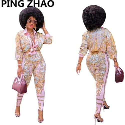 PING ZHAO 2021 New Fahsion African Clothes For Lady Dashiki Top and Pants Suit