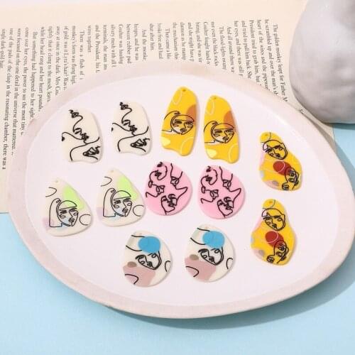 INS hand-painted line color block hit color face irregular irregular pendant DIY handmade jewelry earrings accessories materials