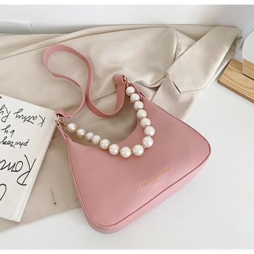Pearl portable casual woman bag 2021 new summer dumpling bag solid color one-shoulder messenger bag commuter bag purse satchel