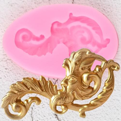 Scroll Relief Leaves Silicone Molds Man Face Cupcake Topper Fondant Cake Decorating Candy Polymer Clay Chocolate Gumpaste Moulds