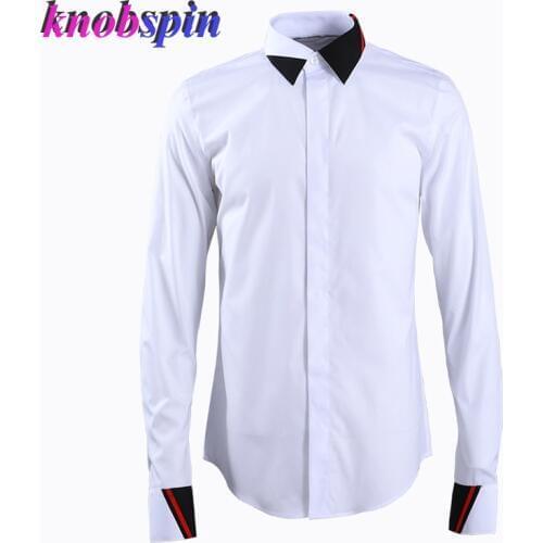 Fashion Collar Design Business male Dress Shirt 2019 Casual Slim long sleeve shirts men High quality Solid Chemise homme Camisas