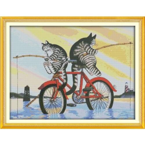 Needlework Joy Sunday Cross Stitch kits Embroidery DMC Cotton Thread count Printed Canvas DIY Crafts Cat Cross Stitch pattern