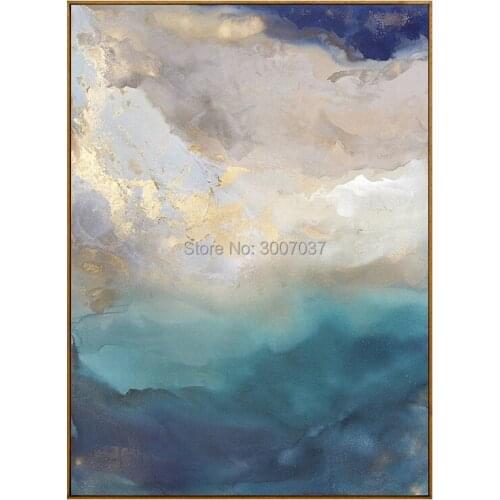 Modern Green Color Handmade Canvas Oil Painting Fashion Golden Hand Painted Mountain Oil Painting For Asile Bedroom
