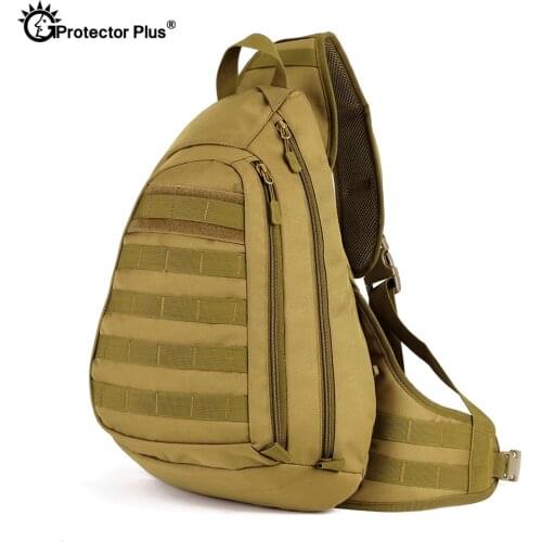 PROTECTOR PLUS Tactical Backpack 14 Inches Laptop Military Field Chest Bag Outdoor Sports Hiking Waterproof Single Shoulder Bags