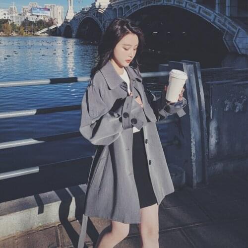 Spring Autumn New Temperament Trench Coat Female 2021 Korean Fashion Short Loose Vintage Simplicity Windbreaker Coat Women A620