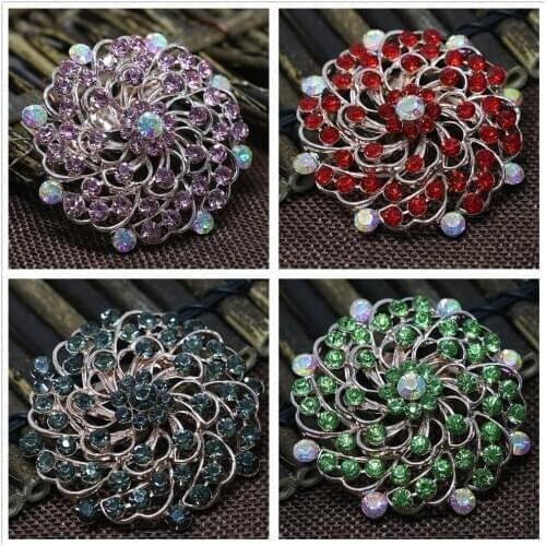 Charms rose gold-color multicolor flower pins for women fashion dress scarf party gift brooches accessories jewelry F