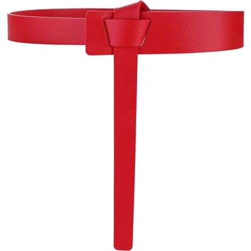 Women Real Leather Autumn Winter Fashion Knot Wide Belt Versatile Decorative Coat Waist Seal Two Layer Red Cover 115CM