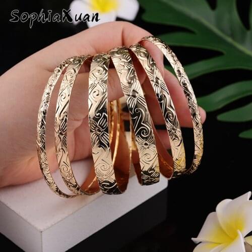 SophiaXuan New Design Hawaiian Polynesian Fashion Bracelet Gold Plated Cuff Bracelets Wholesale Bangles on Hand for Women Partys