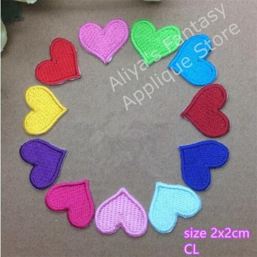 1 pcs 2x2cm size heart embroidered iron on patches cloth accessories popular clothing bag hat shoe phone decor Patches Appliques